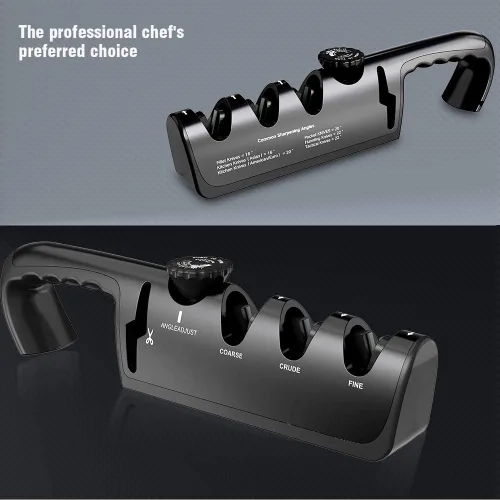 Miniatura 4 de Afilador de cuchillos de cocina, afilador de cuchillos de chef de 4 etapas para restaurar cuchillos no serrados rápidamente, seguro y fácil de usar