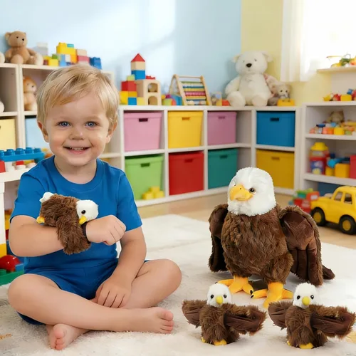 Miniatura 2 de 4 Piezas de Animales de Peluche de Águila Calva a Granel Grande Mamá Águila de Peluche con 3 Lindos Bebés Juguetes de Peluche de Águila Peluches