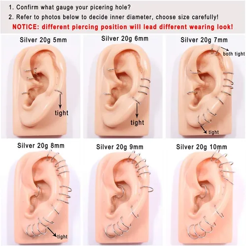 Miniatura 4 de FANSING - Aro de acero quirúrgico 316L con bisagra, para piercing de nariz, tabique, cartílago, hélix, daith, tragus, rook, conch, labio, lóbulo