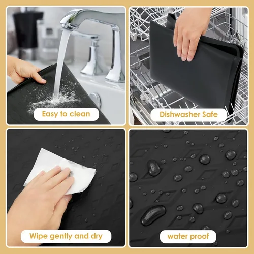 Miniatura 7 de Tapete protector superior de silicona para lavadora y secadora, 25.6 x 23.6 pulgadas, antideslizante, impermeable, resistente al calor, resistente