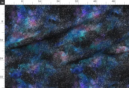 Miniatura 2 de Spoonflower Tela – Galaxia Espacio Profundo Estrellas Cielo Noche Nubes Acuarela Impreso en Tela de Gasa Cuarto Grasa – Costura Ropa de Moda