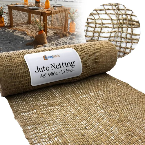 Miniatura 8 de Malla de yute natural de arpillera: tela de malla biodegradable de 48 pulgadas de ancho para control de erosión, retención de mantillo, paisajismo