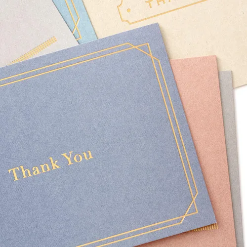 Miniatura 4 de Hallmark - Surtido de tarjetas de agradecimiento, lámina dorada sólida (24 notas de agradecimiento con sobres)
