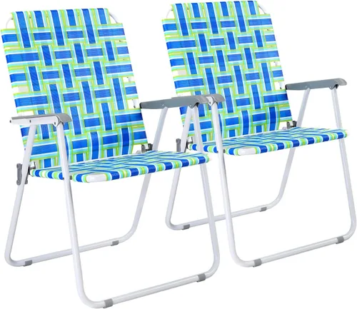Miniatura 8 de VINGLI Juego de 2 sillas plegables de malla para patio, silla de playa portátil para exteriores, silla de camping, silla de playa para patio, Azul