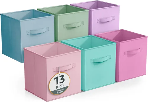 Miniatura 15 de Sorbus – Cubos de almacenamiento de tela de 11 pulgadas – Botes plegables resistentes con asa – 6 canastas plegables para organizar ropa, juguetes