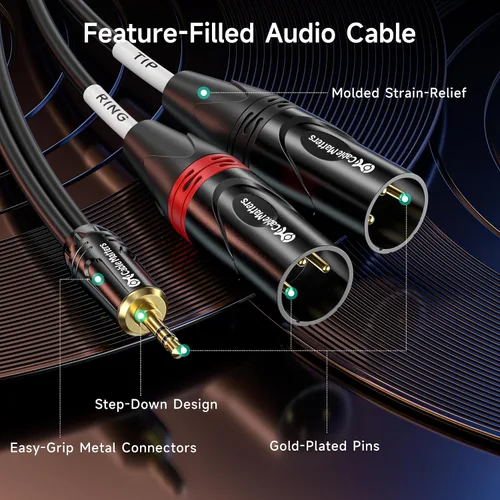 Miniatura 6 de Cable Matters Cable TRS a 2 XLR de 0.138 in de 1/8 de pulgada de 3 pies, macho a macho Aux a Dual XLR Breakout Cable