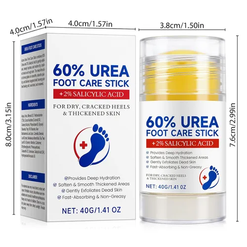 Miniatura 9 de 60% urea con 2% de ácido salicílico en barra para el cuidado de pies, crema para pies de urea de máxima resistencia, removedor de callos