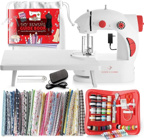Miniatura 11 de Hearth & Harbor Minimáquina de coser para principiantes, máquina de coser portátil de doble velocidad pequeña para niños y adultos con mesa