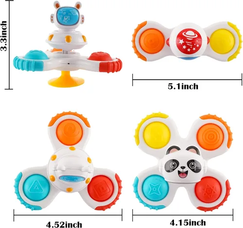 Miniatura 6 de Hundredmore Juguete giratorio con ventosa para bebés de 12 a 18 meses, juguetes de baño para niños pequeños de 1 a 3 años, juguetes sensoriales