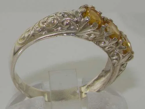 Miniatura 3 de Anillo de plata de ley 925 con citrino auténtico para mujer