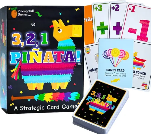 3, 2, 1, Piñata! - Divertido juego de cartas familiar para niños y adultos - Juego de fiesta de ritmo rápido para noche de juegos - A partir de 7