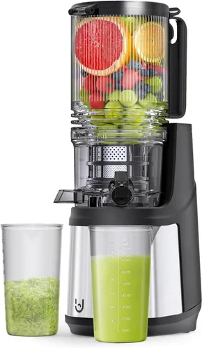 EanOruus Cold Press Juicer, 5.8" Wide Feed Chute Juice Extractor Machine with 400W, High Juice Yield, Slow Masticating Juicer for Whole Vegetables &