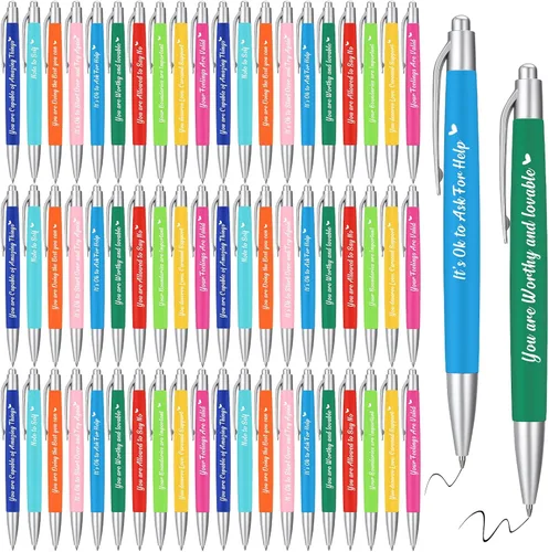 Miniatura 9 de Yeaqee 100 bolígrafos inspiradores de tinta metálica con cita motivacional para compañeros de trabajo, equipo de oficina, regalos de agradecimiento