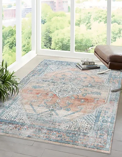 Miniatura 12 de Unique Loom Newport Collection - Alfombra de área ocre (2' x 3' 11", azul/marrón claro)