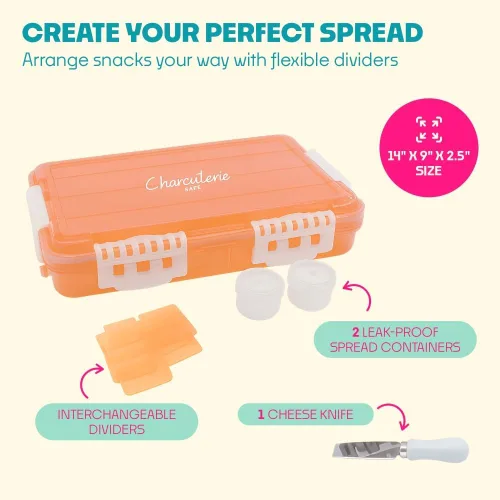 Miniatura 3 de SubSafe Caja fuerte para charcutería, sin BPA, tabla de embutidos segura para alimentos con tapa y asa, organizador portátil de bandeja