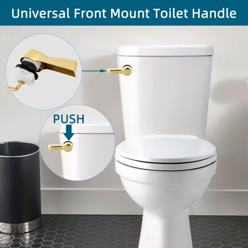 Miniatura 6 de Hygie Rinse Palanca de Manija de Inodoro de Metal de 2 Piezas Repuesto de Descarga, Manija de Inodoro Universal de Montaje Frontal con Cadenas
