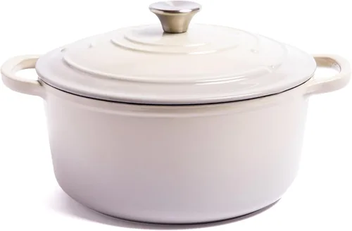 Miniatura 12 de Larder & Vine Horno holandés de hierro fundido esmaltado de 5.7 cuartos de galón con tapa, horno holandés para masa madre y hornear pan, esmalte
