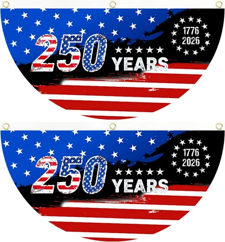 Miniatura 12 de 2 banderas de Estados Unidos con el número 250 aniversario, banderas para fanáticos de 1776-2026 de 1.5 x 3 pies, bandera de aniversario
