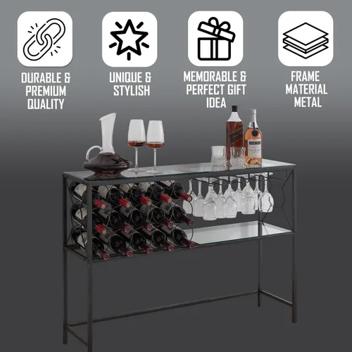 Miniatura 6 de Kings Brand Furniture - Mesa de sofá de consola con almacenamiento de estante para vinos, gabinete de bar de vinos con estante para vino y soporte