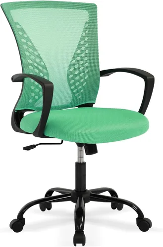 Miniatura 13 de Silla de oficina ergonómica con soporte lumbar, silla de computadora de malla ajustable para oficina en casa, silla giratoria de respaldo medio