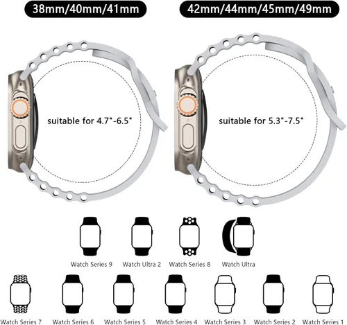 Miniatura 5 de Correas de silicona compatibles con Apple Watch Band Ultra de 1.929 in 1.811 in 1.772 in 1.732 in 1.614 in 1.496 in 1.575 in 1.654 in para mujeres
