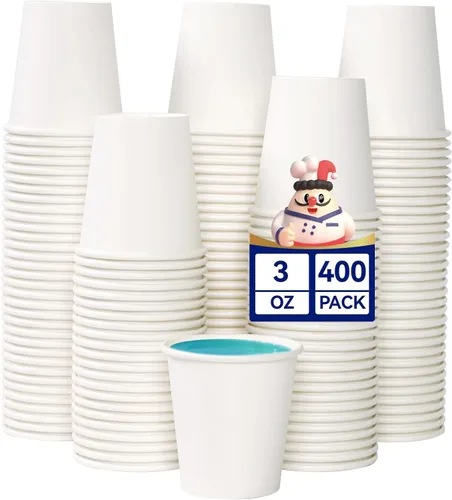 Miniatura 12 de JOLLY CHEF Paquete de 400 tazas de papel para café de 8 onzas, tazas de papel para bebidas blancas para café, agua, jugo o té, adecuadas
