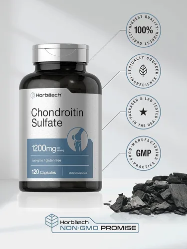 Miniatura 5 de Horbaäch Sulfato de condroitina 1200 mg 120 cápsulas Suplemento sin OMG y sin gluten