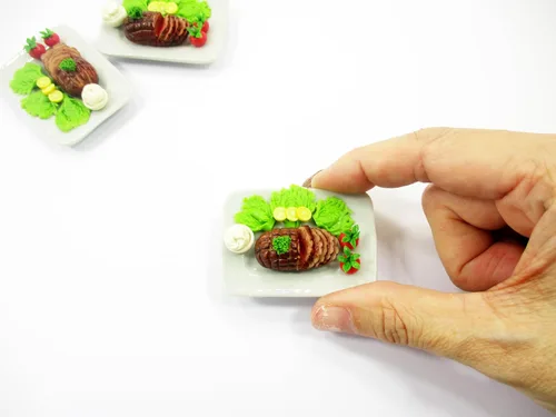 Miniatura 6 de Casa de muñecas Miniaturas Comida Glaseado Jamón Filete Jamón Miel 1:6 Suministro 15846