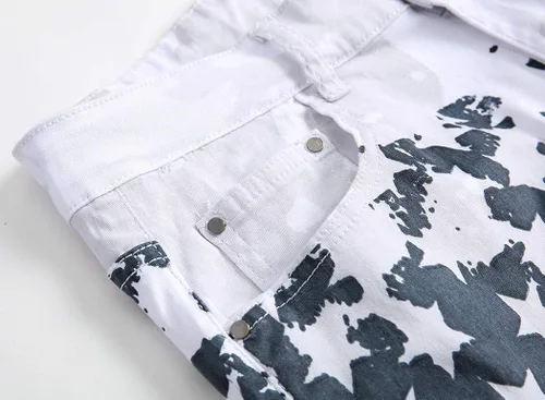 Miniatura 188 de Baylvn - Pantalones de mezclilla entallados y estampados para hombre con corte recto
