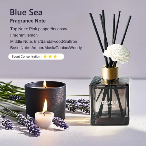 Miniatura 2 de Juego de difusor de junco, 6.1 oz (6.1 fl oz), difusor perfumado de mar azul con varillas de larga duración para el hogar, habitación, oficina