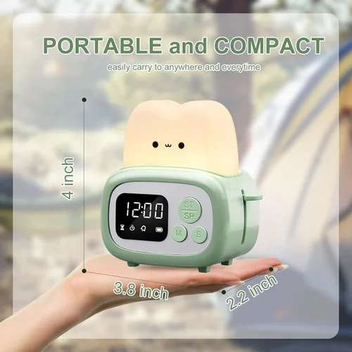 Miniatura 5 de QANYI Lámpara Reloj Temporizador Pequeña Tostadora, Linda Luz Nocturna con Herramienta de Gestión del Tiempo y Reloj de Mesa con Alarma