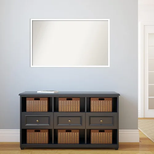 Miniatura 552 de Amanti Art Espejo de baño blanco para sobre el fregadero, 32 x 45 pulgadas, espejo de tocador rectangular blanco esbelto, marco de madera moderno