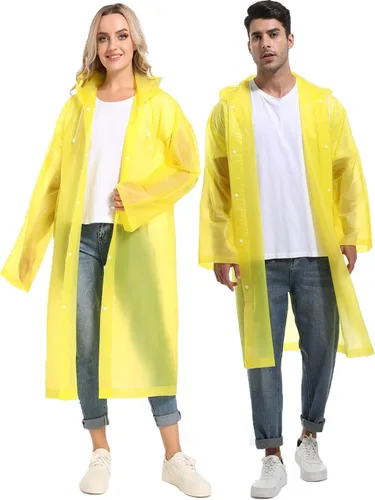 Miniatura 19 de 2 piezas de ponchos de lluvia reutilizables para adultos, abrigos de lluvia para adultos, chaquetas de lluvia, impermeables para hombres y mujeres
