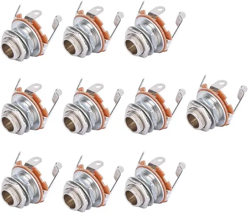 Miniatura 7 de Conector de entrada mono, 10 cables de conexión de 0.250 in, conector de montaje en panel para guitarras eléctricas, bajos, accesorios