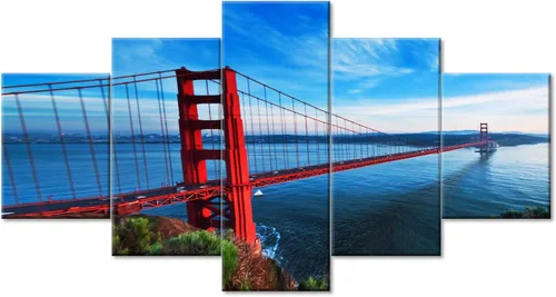 Miniatura 64 de TUMOVO Lienzo decorativo para pared de sala de estar, 5 paneles de naturaleza, Alaska, Estados Unidos, autopista alrededor de montañas, paisaje