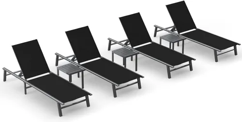 Miniatura 63 de Tumbona de Aluminio para Exteriores - Silla de Descanso Plegable y de Montaje Libre para Exteriores con 5 Respaldos Ajustables, Silla de Patio