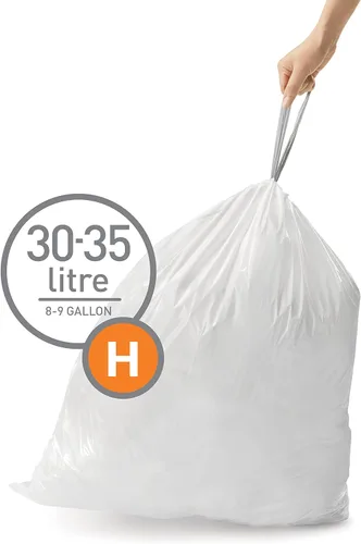 Miniatura 2 de Simplehuman - Bolsas de basura código H con cordón de ajuste, 240 unidades, bolsas de basura genuinas con ajuste personalizado en paquetes con Blanco