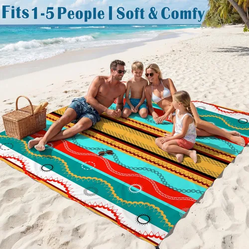 Miniatura 36 de Famstar Beach Blanket Oversized Extra Large 78"X81"/10'X9',Waterproof Sandproof Beach Blanket 2-8 Adults Lightweight Durable for Travel Camping