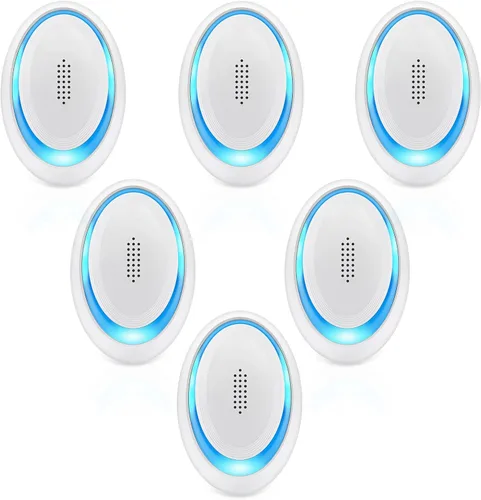 Repelente ultrasónico de plagas, paquete de 6 unidades, repelente electrónico de plagas para interiores para sala de estar, oficina, almacén,