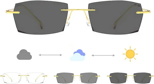 Miniatura 3 de Lentes de lectura fotocromáticos de transición sin montura anti UV, para hombres y mujeres, lectores de presbicia