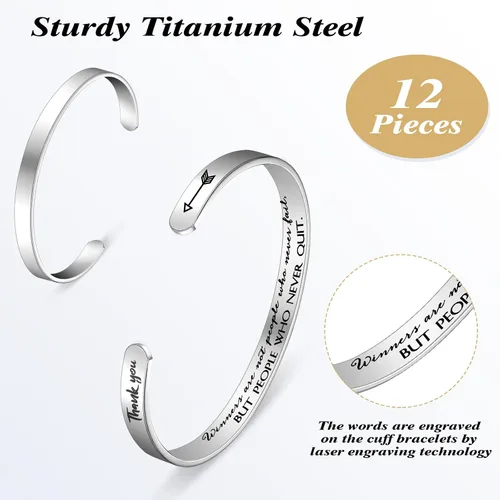 Miniatura 3 de Fumete 12 pulseras inspiradoras a granel para mujeres, joyería grabada personalizada motivacional para regalos de compañeros de trabajo
