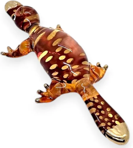 Miniatura 8 de WitnyStore Pequeña figura de ornitorrinco marrón dorado de 3¼ pulgadas, en miniatura, soplado a mano, vidrio pintado a mano, platypi, pico de agua