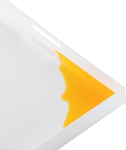 Miniatura 3 de Bandeja grande de acrílico blanco con asas, 19 x 19 x 2 pulgadas de alto, bandeja a prueba de derrames para otomana, mesa de café, desayuno, té