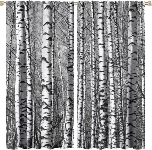 Miniatura 56 de Cortinas de abedul para sala de estar, niebla matutina en otoño, decoración del hogar, 42 x 45 pulgadas de largo