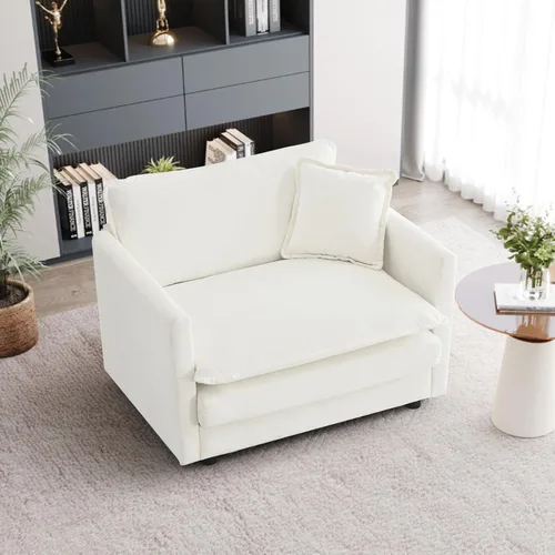 Miniatura 40 de Sofá seccional modular convertible de 76.7", sofás de dos plazas de chenilla con asiento profundo y cojines tipo loveseat para sala de estar, Beige