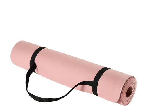 Amazon Basics - Alfombra de yoga y ejercicio de 1/4 de pulgada de grosor, de TPE, con correa de transporte Rosa