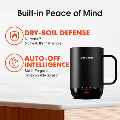 Miniatura 5 de Vsitoo S3 Pro - Taza de café autocalentable de 16 onzas con sensación automática que se calienta a 120-150 ℉ 2-4 Hour Battery, 5400mAh, IPX7