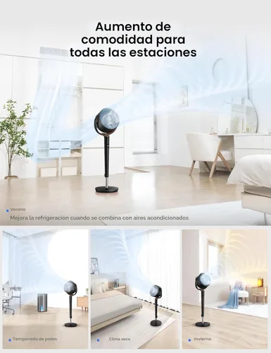 Miniatura 7 de Dreo Ventilador para dormitorio, ventilador de pie oscilante de 120°, ventilador de piso silencioso con motor de CC, ventilador de pedestal