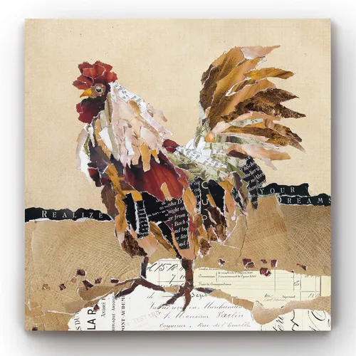 Miniatura 9 de Renditions Gallery Arte moderno de gallina con flores sobre lienzo estirado para decoración de pared