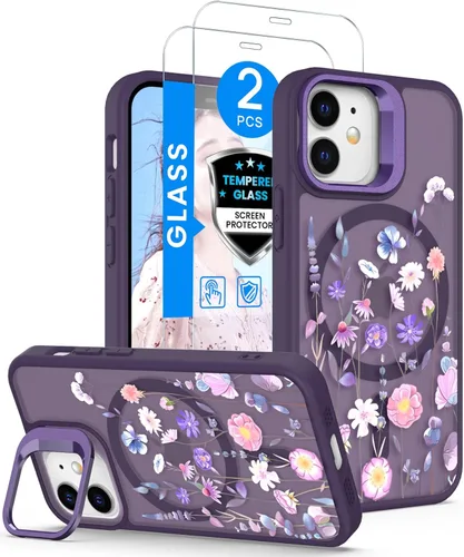 Miniatura 21 de Dretal Funda para iPhone 12 Mini / 13 Mini floral, con protector de pantalla, soporte para cámara, protección de grado militar, translúcida mate